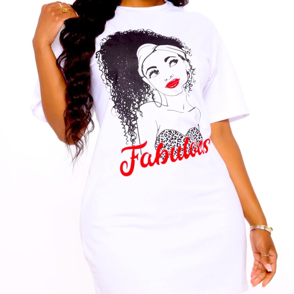 White “Fabulous” T-shirt Dress